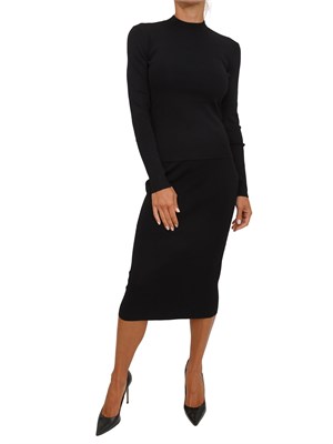 Gonna midi Armani Exchange in maglia di viscosa a coste nera in DONNA