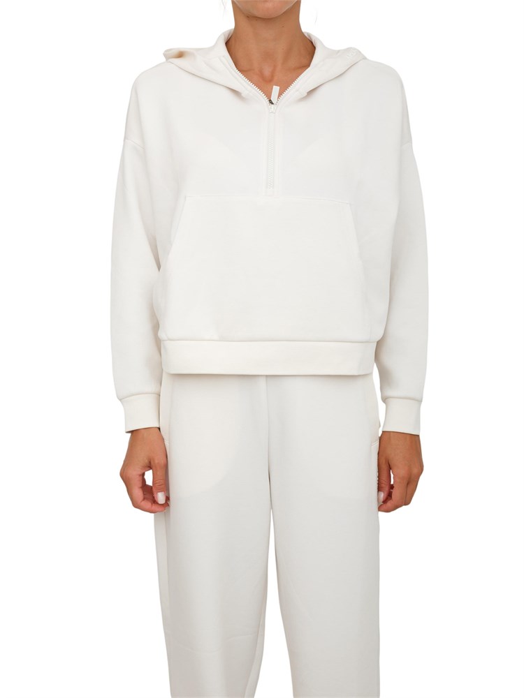 Felpa donna mezza zip Armani Exchange con cappuccio in viscosa stretch avorio