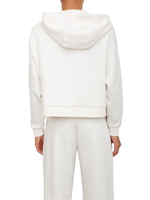 Felpa donna mezza zip Armani Exchange con cappuccio in viscosa stretch avorio in DONNA