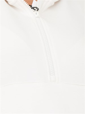 Felpa donna mezza zip Armani Exchange con cappuccio in viscosa stretch avorio in DONNA