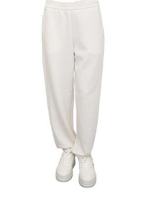 Pantaloni jogger con logo Armani Exchange donna in viscosa stretch avorio in DONNA