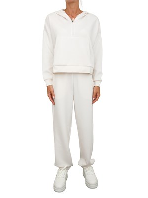 Pantaloni jogger con logo Armani Exchange donna in viscosa stretch avorio in DONNA