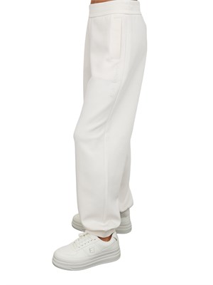 Pantaloni jogger con logo Armani Exchange donna in viscosa stretch avorio in DONNA