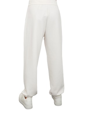 Pantaloni jogger con logo Armani Exchange donna in viscosa stretch avorio in DONNA