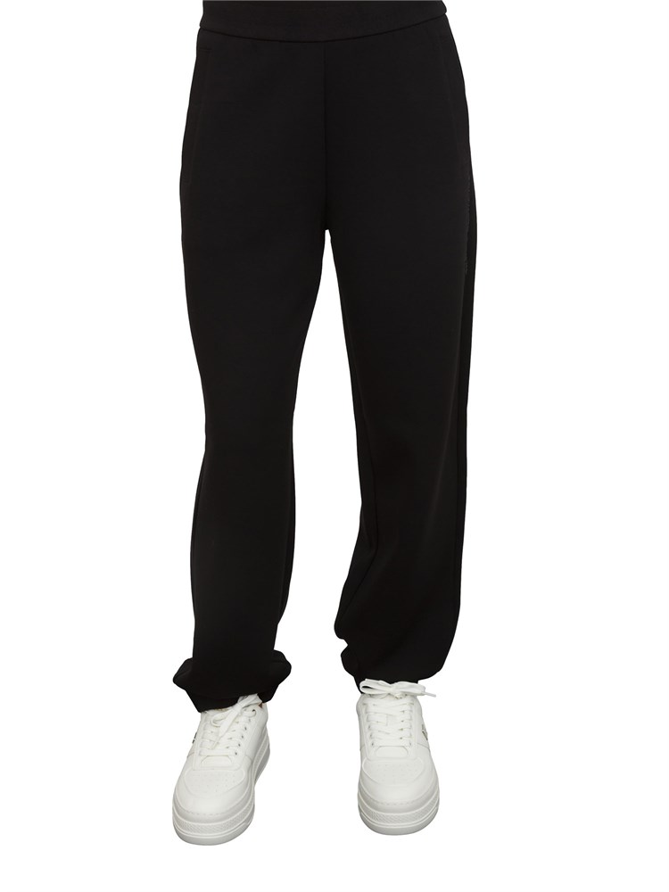 Pantaloni jogger con logo Armani Exchange donna in viscosa stretch nero