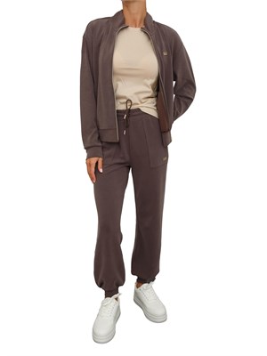 Pantalone tuta EA7 Emporio Armani in misto modal stretch marrone in DONNA