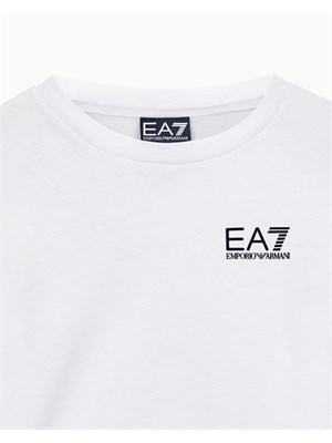 T-shirt Ea7 bianco a maniche lunghe Core Identity Boy in puro cotone organico ASV in BAMBINO