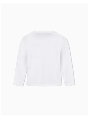 T-shirt Ea7 bianco a maniche lunghe Core Identity Boy in puro cotone organico ASV in BAMBINO