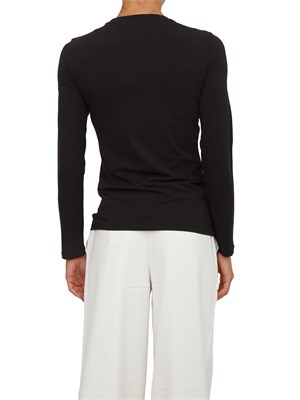 T-shirt donna Armani Exchange in jersey di cotone nero con logo strass tono su tono in DONNA