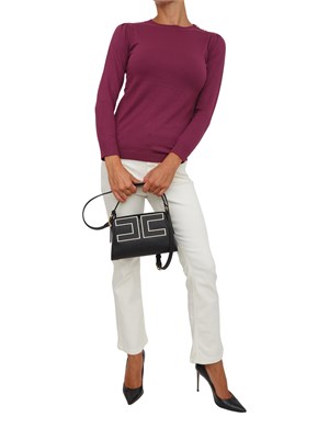Maglia Emme Marella in misto lana viola con bottoni oro sulla spalla in DONNA