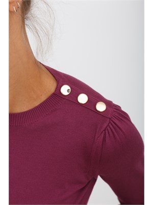 Maglia Emme Marella in misto lana viola con bottoni oro sulla spalla in DONNA