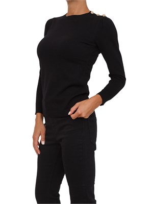Maglia Emme Marella in misto lana nera con bottoni oro sulla spalla in DONNA