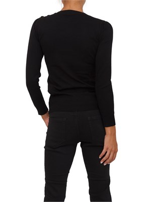 Maglia Emme Marella in misto lana nera con bottoni oro sulla spalla in DONNA