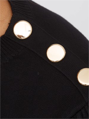 Maglia Emme Marella in misto lana nera con bottoni oro sulla spalla in DONNA