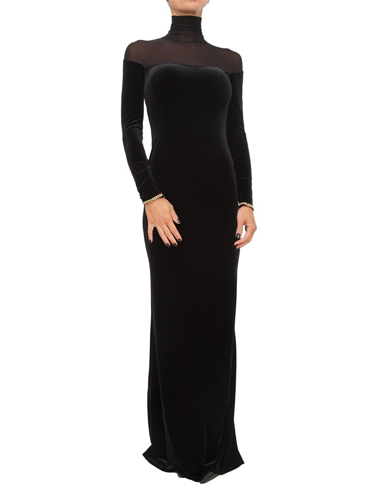 Abito Elisabetta Franchi Red Carpet in velluto nero e jersey