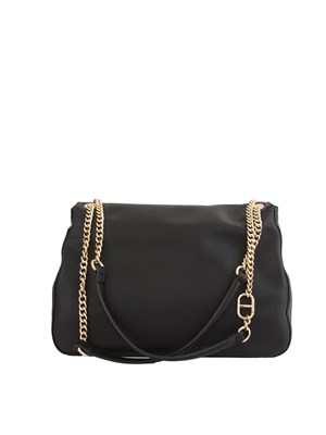 Borsa a spalla 'Brera' Twinset con logo lettering in ecopelle nera in DONNA