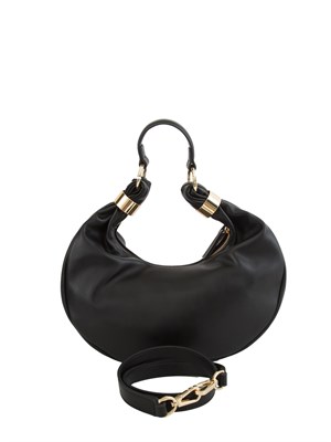Borsa hobo Twinset in ecopelle nera con inserti oro in DONNA