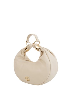Borsa hobo Twinset in ecopelle avorio con inserti oro in DONNA