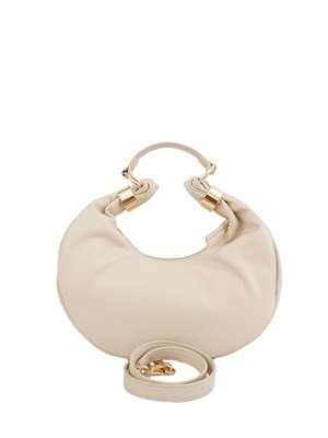 Borsa hobo Twinset in ecopelle avorio con inserti oro in DONNA