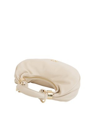 Borsa hobo Twinset in ecopelle avorio con inserti oro in DONNA