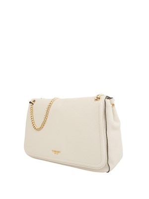 Borsa a spalla 'Brera' Twinset con logo lettering in ecopelle avorio in DONNA