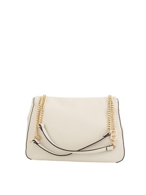 Borsa a spalla 'Brera' Twinset con logo lettering in ecopelle avorio in DONNA