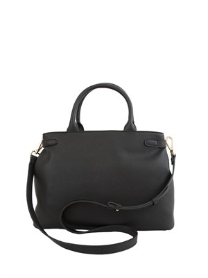 Borsa shopper Twinset con fibbie e tracolla in pelle ecologica nera in DONNA