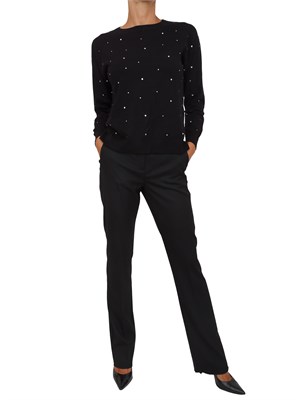 Maglia Emme Marella in misto lana nera con strass applicati in DONNA