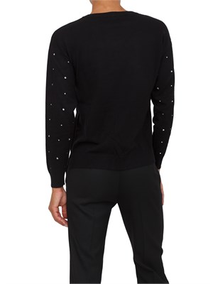 Maglia Emme Marella in misto lana nera con strass applicati in DONNA