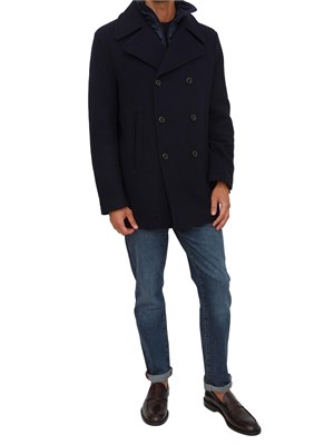 Cappotto doppiopetto blu Peuterey con pettorina staccabile in UOMO