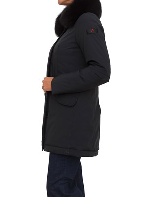 Piumino liscio Peuterey in piuma e nylon nero con collo pelliccia volpe in DONNA