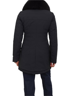 Piumino liscio Peuterey in piuma e nylon nero con collo pelliccia volpe in DONNA