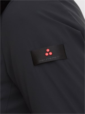 Piumino liscio Peuterey in piuma e nylon nero con collo pelliccia volpe in DONNA