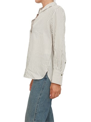 Camicia Marella in twill di misto viscosa lavato con righe color salvia in DONNA