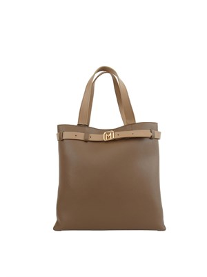 Borsa verticale Marella in ecopelle taupe con cintura logo in DONNA