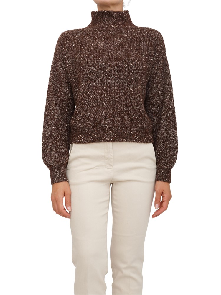 Maglia Marella in mohair e alpaca marrone melange