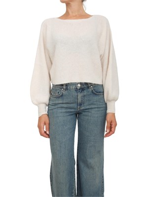 Maglia Marella girocollo in lana e alpaca avorio con polsini a palloncino in DONNA