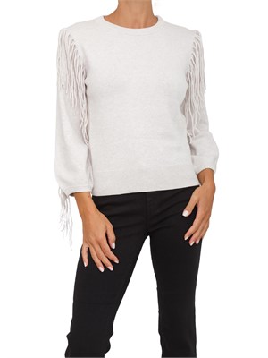 Maglia Emme Marella in misto lana e cashmere beige con frange in DONNA