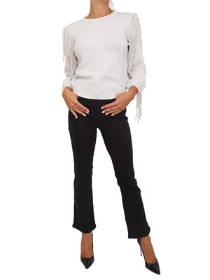 Maglia Emme Marella in misto lana e cashmere beige con frange in DONNA