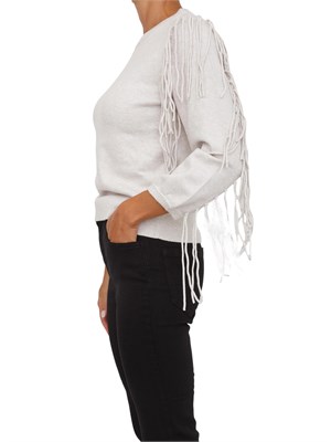Maglia Emme Marella in misto lana e cashmere beige con frange in DONNA