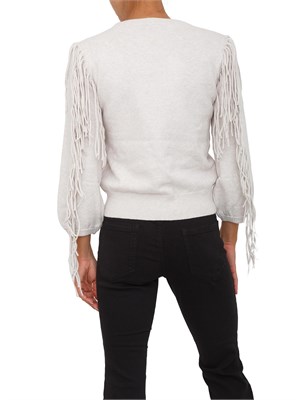 Maglia Emme Marella in misto lana e cashmere beige con frange in DONNA