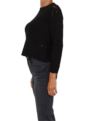 Maglia Emme Marella in misto lana nera con lavorazione traforata in DONNA