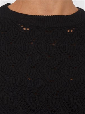 Maglia Emme Marella in misto lana nera con lavorazione traforata in DONNA