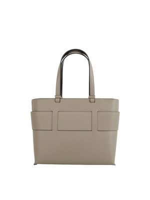 Borsa shopper media Armani Exchange con cintura tono su tono in ecopelle grigio taupe in DONNA