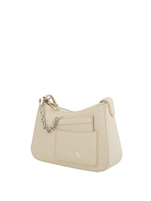 Borsa a spalla Armani Exchange in pelle ecologica beige in DONNA