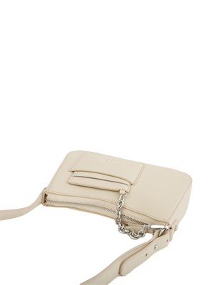 Borsa a spalla Armani Exchange in pelle ecologica beige in DONNA
