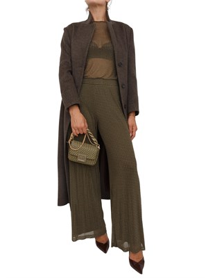 Blusa Marella in tulle trasparente verde con cristalli all over in DONNA