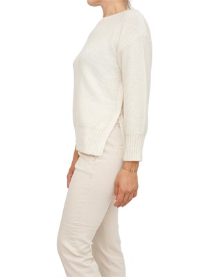 Maglia Marella in misto cashmere crema con paillettes e spacco con bottone in DONNA
