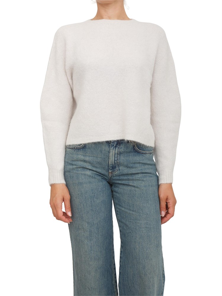 Maglia girocollo Marella in alpaca stretch avorio