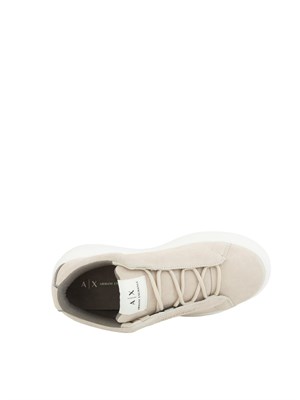 Sneakers donna Emporio Armani in pelle suede beige con suola alta in DONNA